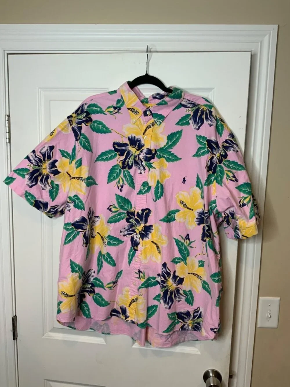 Polo Ralph Lauren Pink Tropical Print Short Sleeve Button-Up Shirt,  Size 3XL